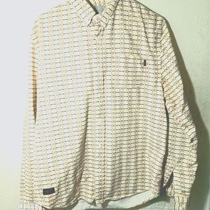 WeSC Men's Yellow Print Casual Button Down Long Sleeve Shirt NWOT / M